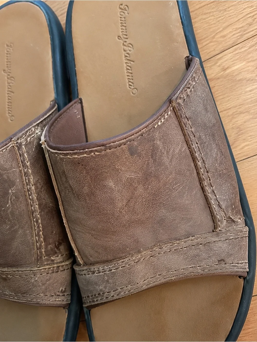 Tommy Bahama Men’s Seawell Leather Slide Sandals Brown Size 9